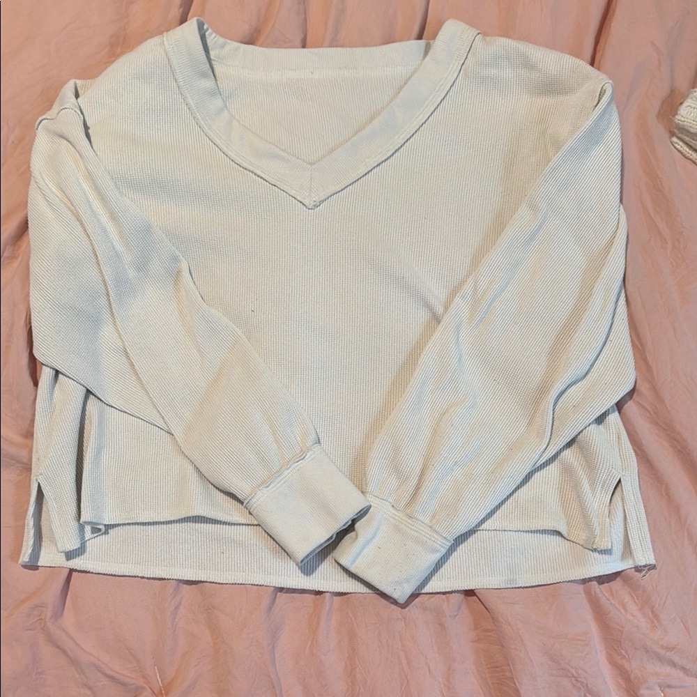 White V-Neck Sweater